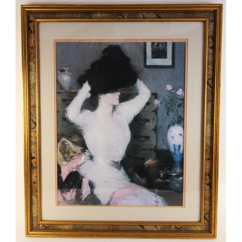 185 - * After Frank Weston Benson (American, 1862-1951),  
Lady Trying On A Hat (The Black Hat),  
Print o... 