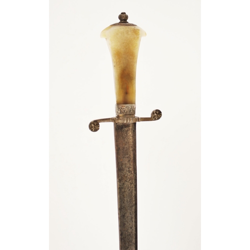 272 - A Hunting Hanger with Silver and Moss-agate Hilt, silver maker’s mark of William Knight of London, c... 