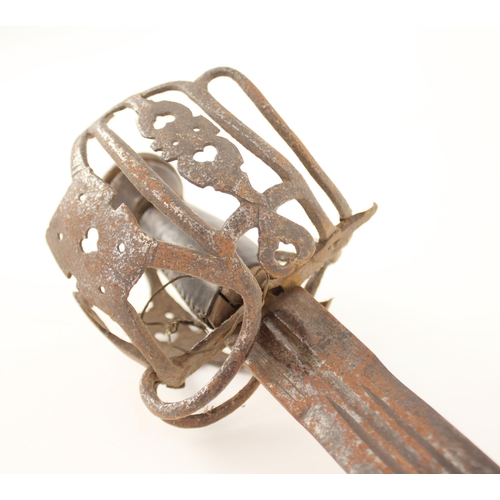 276 - A Highland Basket-hilted broadsword, second quarter 18th century, with broad blade cut with a series... 