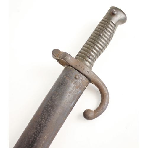 286 - A French model 1866 Chassepot bayonet and scabbard, blade length 58cm