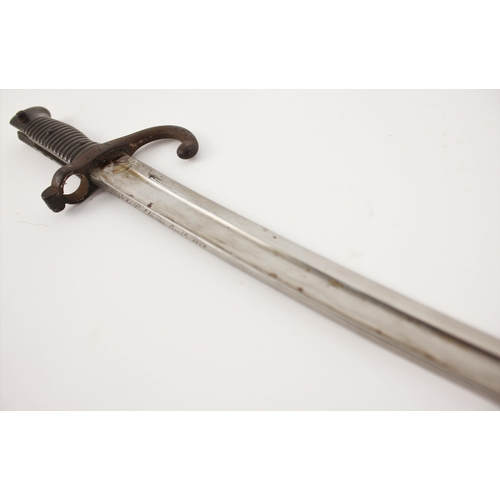 286 - A French model 1866 Chassepot bayonet and scabbard, blade length 58cm