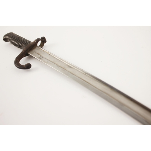 286 - A French model 1866 Chassepot bayonet and scabbard, blade length 58cm