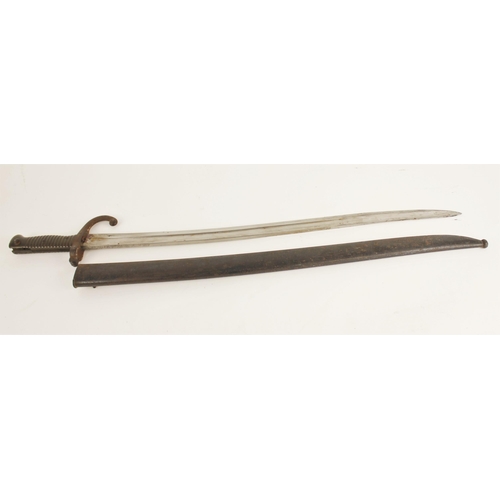 286 - A French model 1866 Chassepot bayonet and scabbard, blade length 58cm