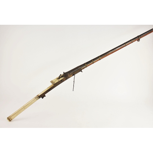 288 - An Indian Matchlock Musket (Toredar), late 18th / early 19th century, with long slender barrel damas... 