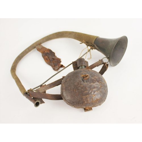 289 - A Continental copper horn and small drinking flask, late 18th/early 19th century, the horn of either... 