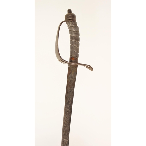 302 - A Light Dragoons non-commissioned Ranks Sabre, circa 1770, with slender slightly curved blade formed... 