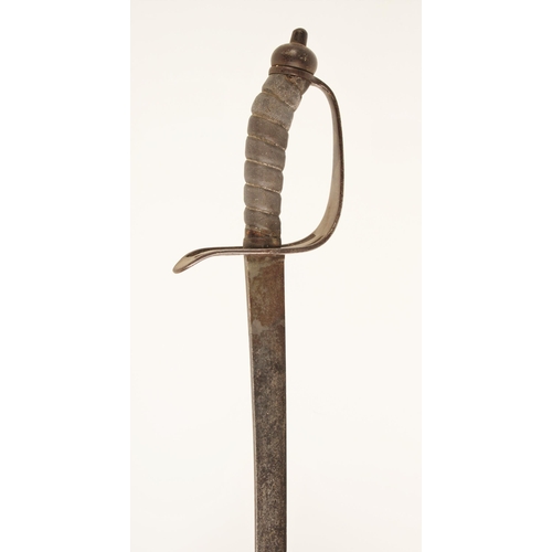 302 - A Light Dragoons non-commissioned Ranks Sabre, circa 1770, with slender slightly curved blade formed... 