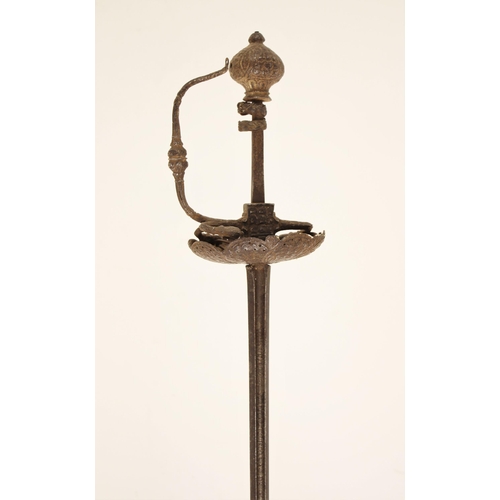 303 - An English Rapier, circa 1640/50, with slender blade, the forte of flattened hexagonal section and s... 