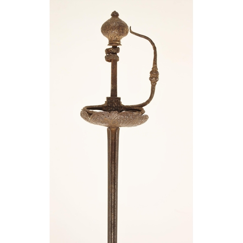 303 - An English Rapier, circa 1640/50, with slender blade, the forte of flattened hexagonal section and s... 