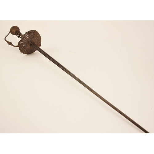 303 - An English Rapier, circa 1640/50, with slender blade, the forte of flattened hexagonal section and s... 