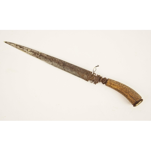 305 - A Dirk or hunting knife, probably Italian, late 18th century, with slender blade tapering sharply to... 