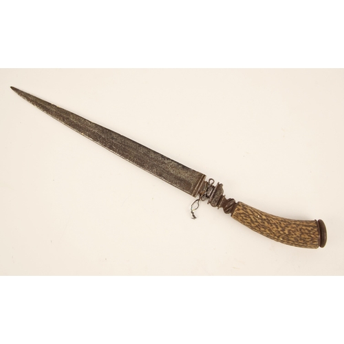 305 - A Dirk or hunting knife, probably Italian, late 18th century, with slender blade tapering sharply to... 