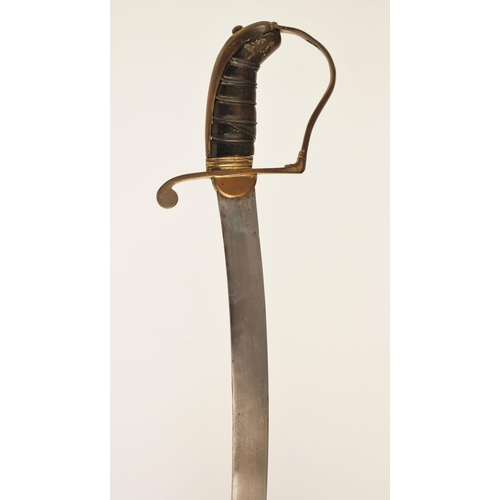 310 - A Yeomanry Officer’s Stirrup-hilted Sabre and Scabbard, early 19th century, with curved blade, gilt-... 