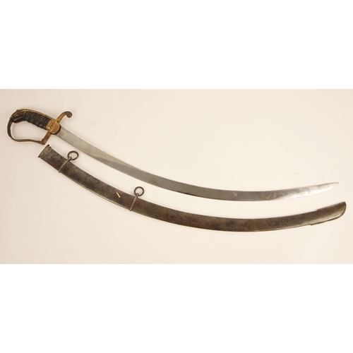 310 - A Yeomanry Officer’s Stirrup-hilted Sabre and Scabbard, early 19th century, with curved blade, gilt-... 