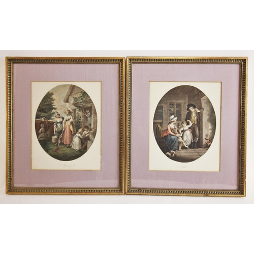 183 - * After William Hamilton RA (British, 1751-1801),  
'Morning' and 'Night',  
Two oval prints on pape... 