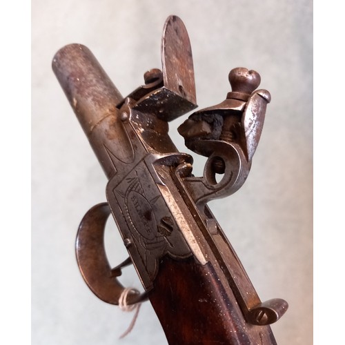 312 - A pair of Flintlock Pocket Pistols, circa 1820, with turn-off barrels, box-lock actions each inscrib... 