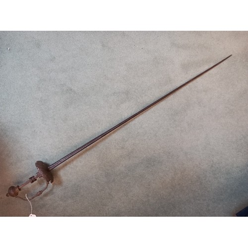 303 - An English Rapier, circa 1640/50, with slender blade, the forte of flattened hexagonal section and s... 