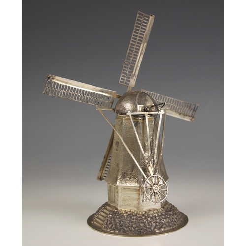 104 - A Dutch silver model of a windmill, Zaanlandse Zilversmerderijen Amsterdam/Haarlem, 1964, the realis... 