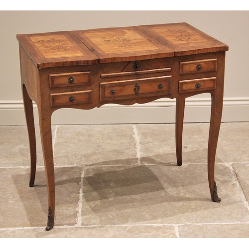 1177 - A French Louis XV style kingwood and marquetry ladies dressing table, late 19th/early 20th century, ... 