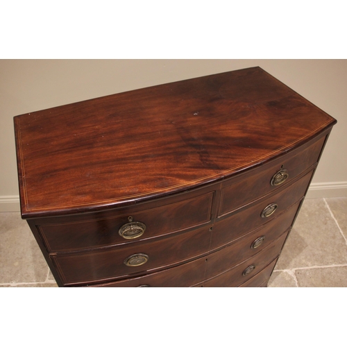 1178 - A 19th century mahogany bowfront chest of drawers, formed with two short over four long graduated an... 