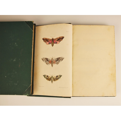 573 - Morris (Rev F.O.), A NATURAL HISTORY OF BRITISH MOTHS, 4 vols, green 3/4 leather, marbled block, mar... 