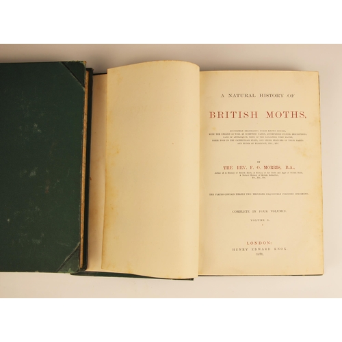 573 - Morris (Rev F.O.), A NATURAL HISTORY OF BRITISH MOTHS, 4 vols, green 3/4 leather, marbled block, mar... 