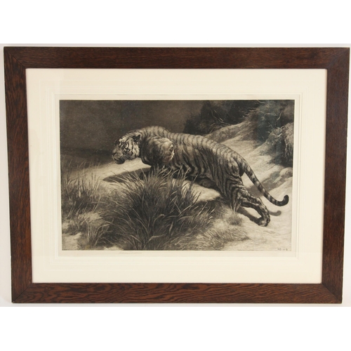 625 - After Herbert Thomas Dicksee (English, 1862-1942),
‘The Startled Tiger’,
Etching,
Signed in pencil a... 