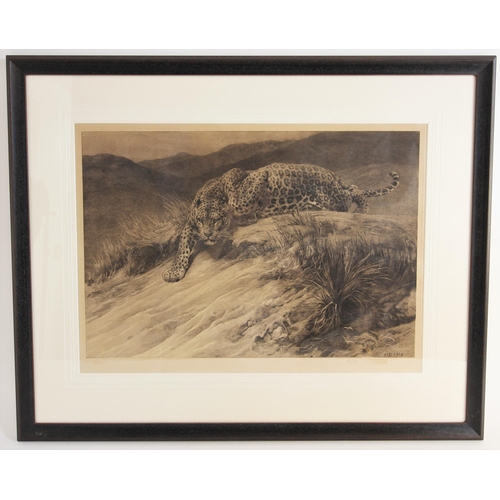 628 - After Herbert Thomas Dicksee (English 1862-1942),
‘Stealth, A Leopard’,
Etching,
Signed in pencil an... 