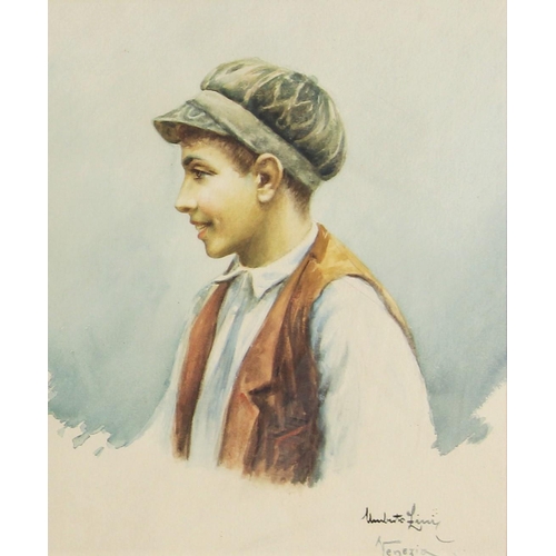 640 - Umberto Fini (Italian, late 19th/early 20th century),  
Portrait of a Venetian boy,  
Watercolour on... 