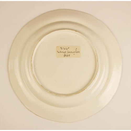 825 - A Swansea plate from the Lysaght service, early 19th century, painted by Henry Morris with a wickerw... 