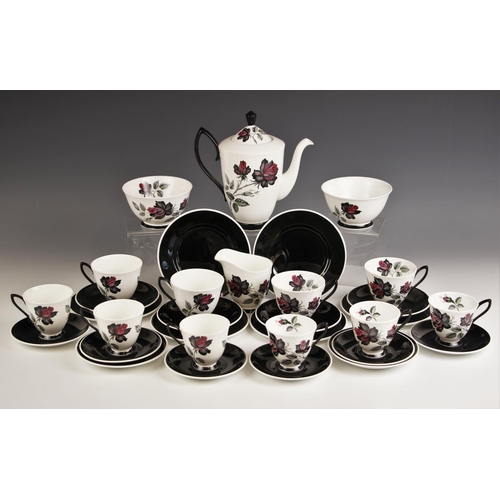 888 - A Royal Albert ‘Masquerade’ part tea service, mid 20th century, comprising: a coffee pot, 21.5cm hig... 