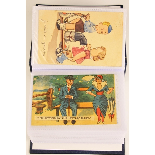 982 - A postcard album containing ninety five postcards, early 20th century, to include English examples b... 