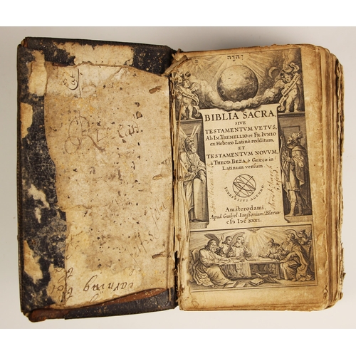 600 - A 17th century Dutch bible, BIBLIA SACRA SIVE TESTAMENTUM VETUS[...] ET TESTAMENTUM NOVUM, full leat... 