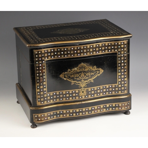 1075 - A French coromandel and brass inlaid liquor box, mid-19th century, in the manner of Alphonse Giroux,... 