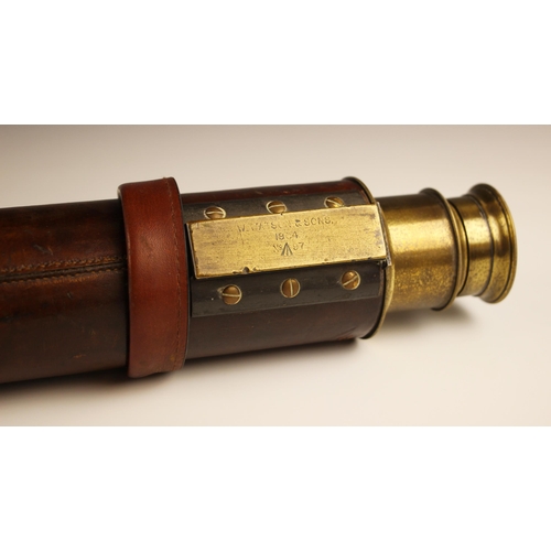 955 - A brass military three drawer telescope, by Clarkson & Co, London, circa 1900, with broad arrow stam... 