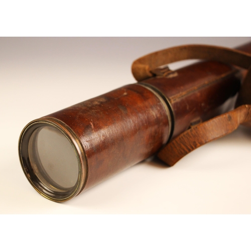 955 - A brass military three drawer telescope, by Clarkson & Co, London, circa 1900, with broad arrow stam... 