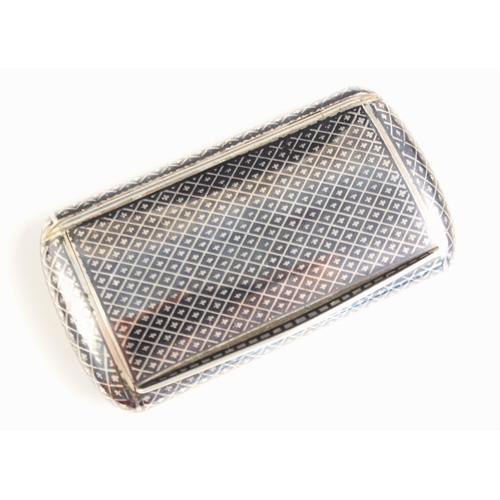 45 - A 20th century silver and niello snuff box, possibly French, the rectangular box of curved design wi... 