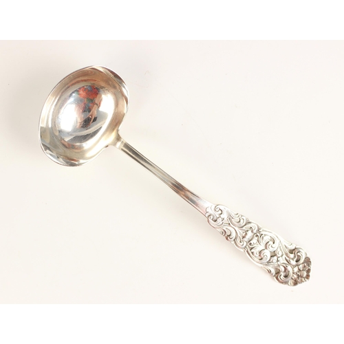 21 - A Norwegian sterling silver ladle by T H Marthinsen, with scrolling foliate cast handle, 16.5cm long... 