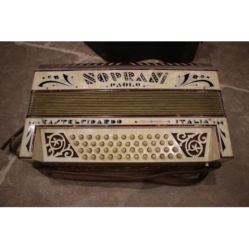 965 - A Paolo Soprani Castelfidardo Italian piano accordion, mid 20th century, with chromed grille, thirty... 