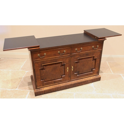 1222 - A 19th century style buffet/sideboard, late 20th century, the rectangular moulded top with twin fold... 