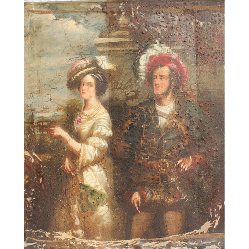 696 - Manner of Jean-Antoine Watteau (1684–1721),  
A courting couple walking in a landscape,  
Oil on can... 