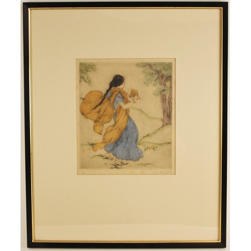 622 - Elyse Ashe Lord (British, 1900-1971),  
A dancing girl playing cymbals,  
Limited edition print on p... 