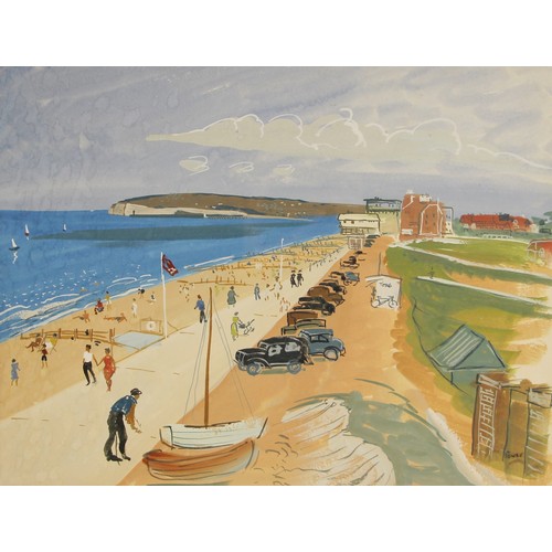 641 - Irish school (20th century),  
A coastal scene with parked cars and dinghies,
Watercolour on paper, ... 