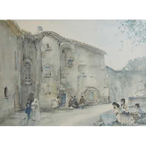 611 - After Sir William Russell Flint (Scottish, 1880-1969),  
Print on paper,  
A Spanish courtyard with ... 