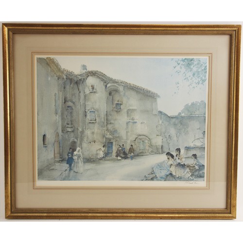 611 - After Sir William Russell Flint (Scottish, 1880-1969),  
Print on paper,  
A Spanish courtyard with ... 