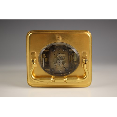 1084 - An early 20th century brass cased repeater carriage clock, with slow/fast indicator, 5cm enamelled d... 