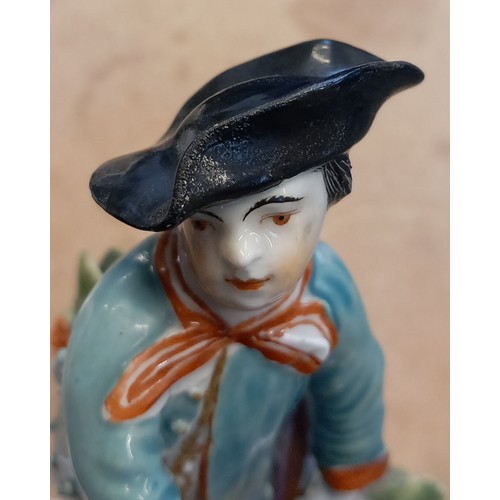 772 - A Staffordshire pearlware figure, c. 1820 early, modelled as a huntsman, wearing a green frock coat ... 