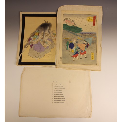 732 - A collection of Japanese woodblock prints (Ukiyo-e School), Meiji period (1868-1912) and later, depi... 