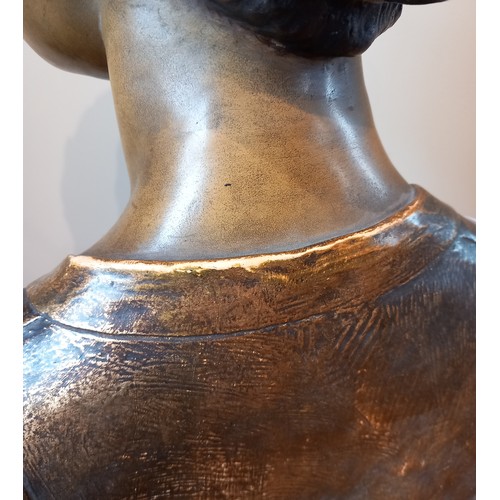 529 - A French bronze patinated plaster bust, 20th century, representing ‘Pax’, The Roman Goddess of Peace... 