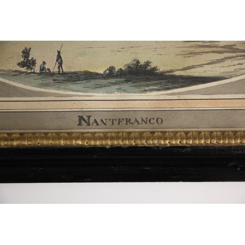 647 - W Burgess (Welsh school, 18th century),  
'Nantfranco', a mountainous landscape,  
Watercolour on pa... 